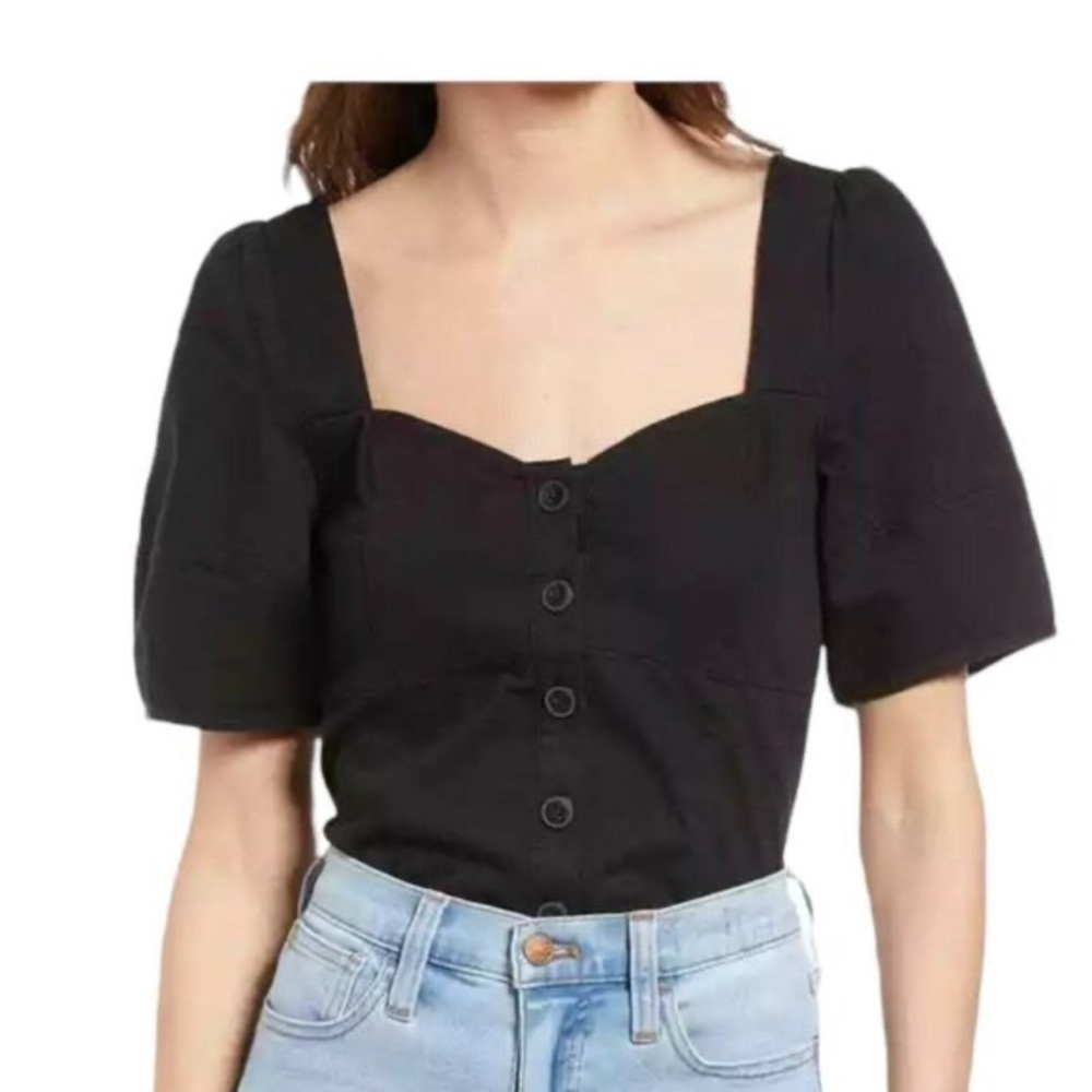 Madewell black linen blouse size 2 (small) NWOT